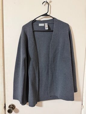 Liz Claiborne Collection Open-Front Gray Knit Cardigan